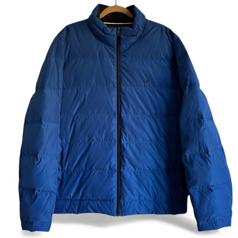 New Nautica Down Puffer Jacket Lightweight Water-Resistant Winter Coat Blue XL